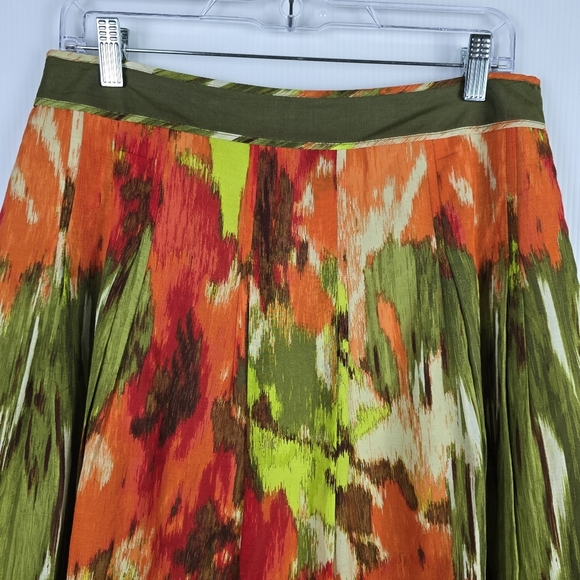Talbots Vibrant Multicolor Skirt Cotton/Silk Blend Orange Green Yellow Size 8P - Picture 3 of 11